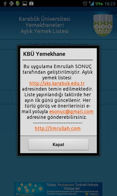 KB&Uuml; Yemekhane截图3