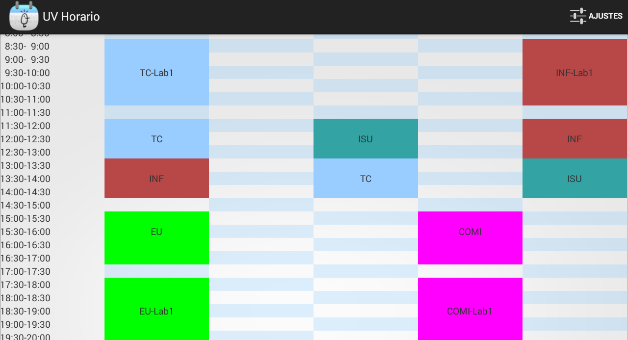 Universidad Valencia horario截图1