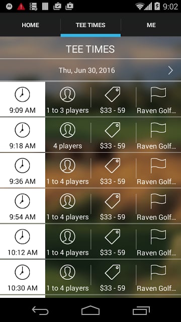 Raven Golf Club Tee Times截图3