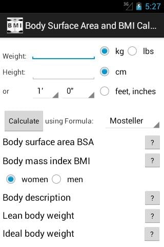 Body Surface &amp; BMI Calculator截图2