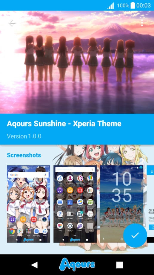 Aqours Sunshine - Xperia Theme截图3