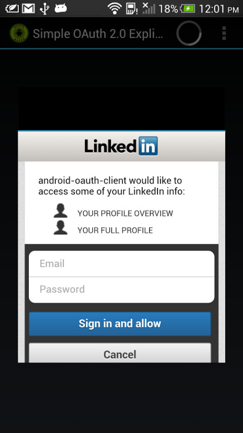 Android OAuth Client Samples截图3