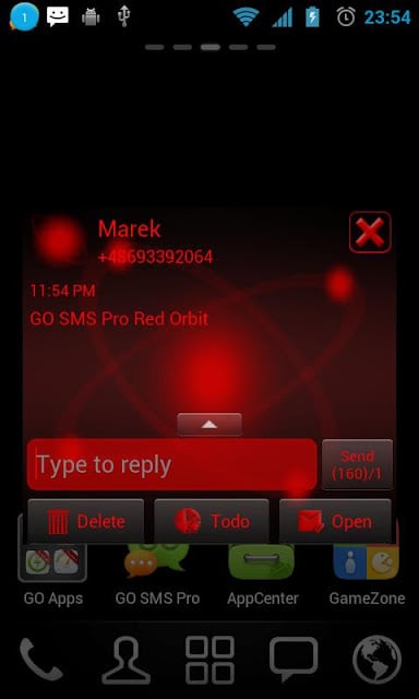 Red Orbit Theme for GO SMS Pro截图3