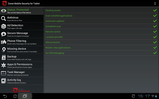 Zoner Mobile Security - Tablet截图7