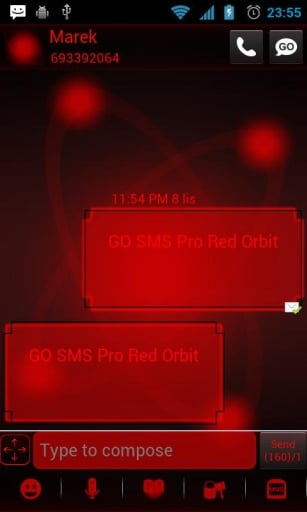 Red Orbit Theme for GO SMS Pro截图4