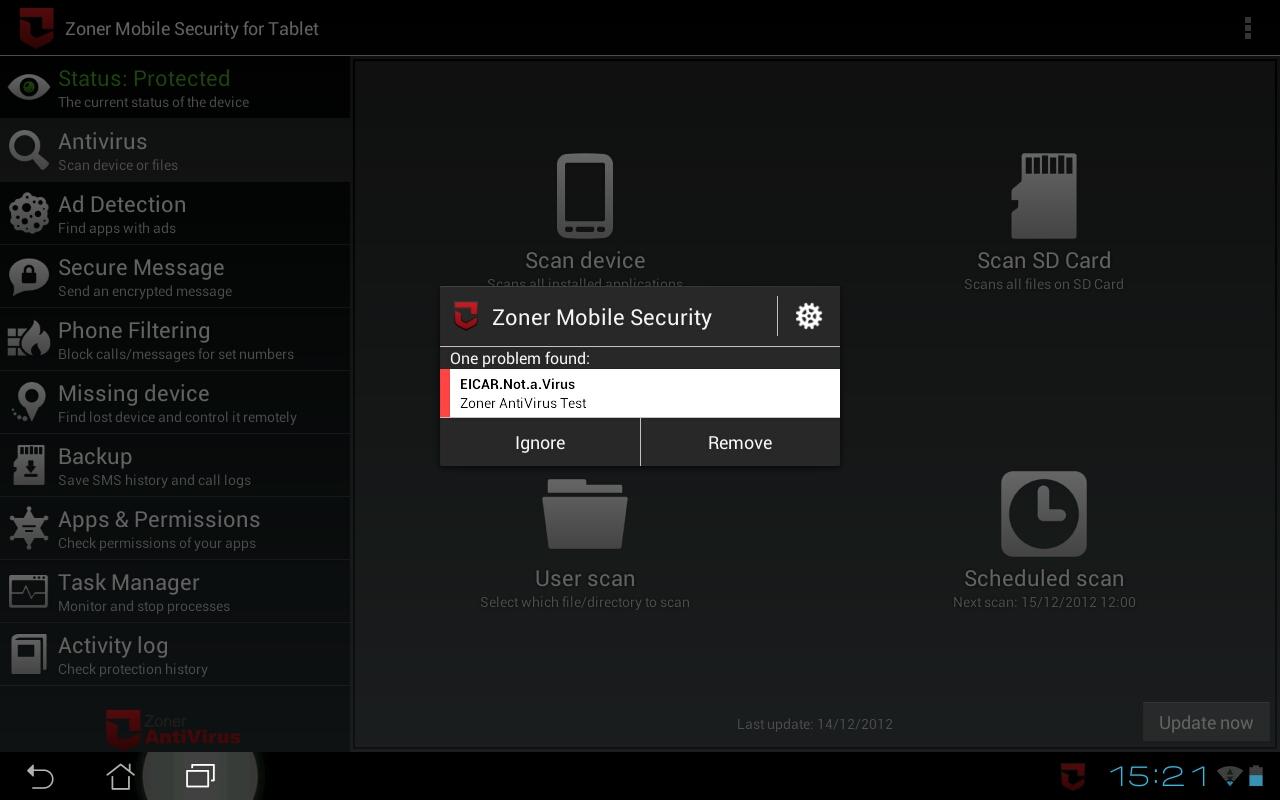 Zoner Mobile Security - Tablet截图1