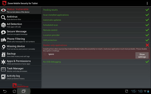 Zoner Mobile Security - Tablet截图4