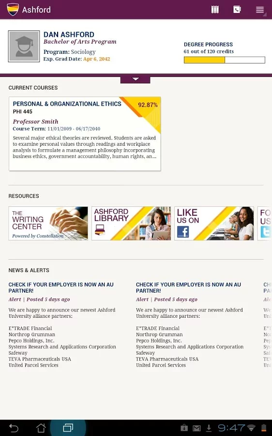 Ashford University Tablet截图2