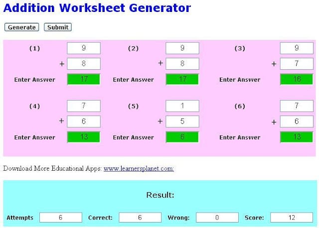 Math Addition Creator截图3