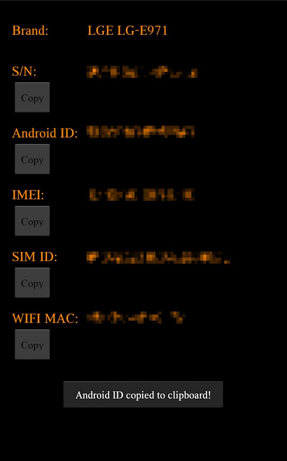 Device IDs - IMEI - S/N ...截图1