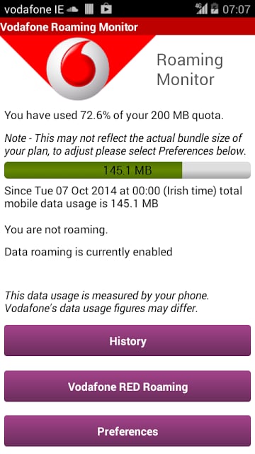 Vodafone Roaming Data Monitor截图1