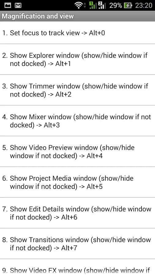 Shortcuts Sony Vegas Pro截图2