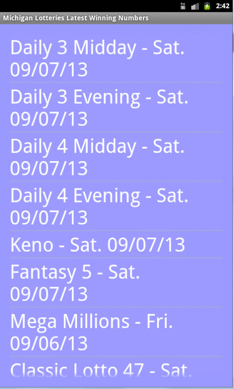 Michigan Lotteries Latest Winning Numbers截图1