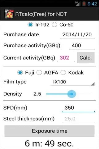 RTcalc(Free) for NDT截图2