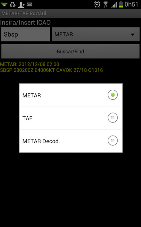 METAR/TAF Portatil截图2