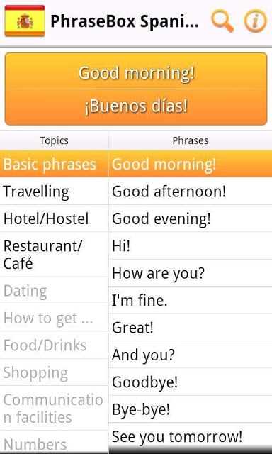 Phrasebook Spanish Lite截图1