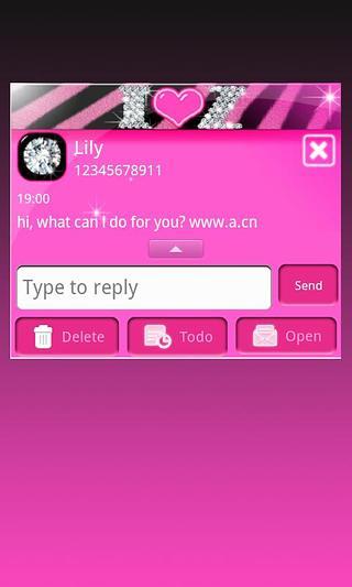 GO SMS THEME STITCH PINK HEART截图1