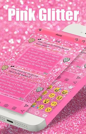 Pink Glitter Keyboard Theme截图2