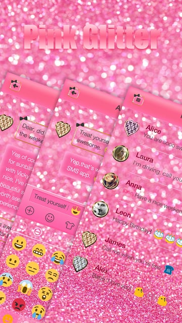Pink Glitter Keyboard Theme截图3