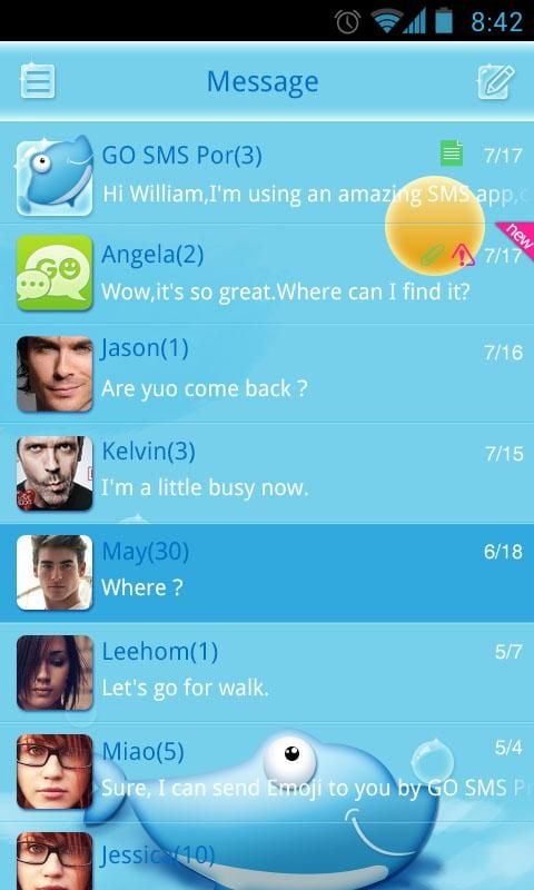 GO SMS Theme the whale talk截图1