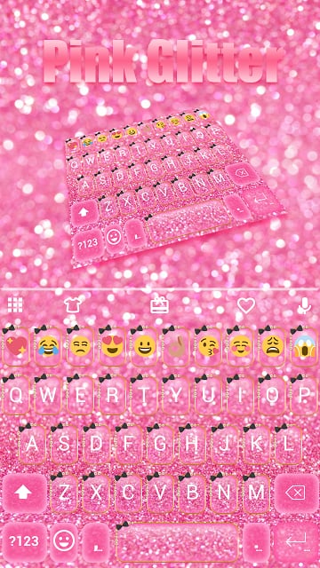Pink Glitter Keyboard Theme截图6