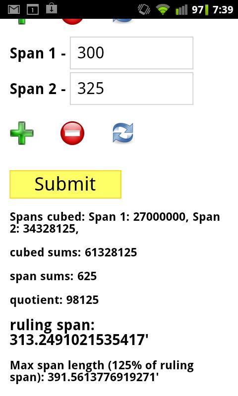 Ruling Span Calculator截图2