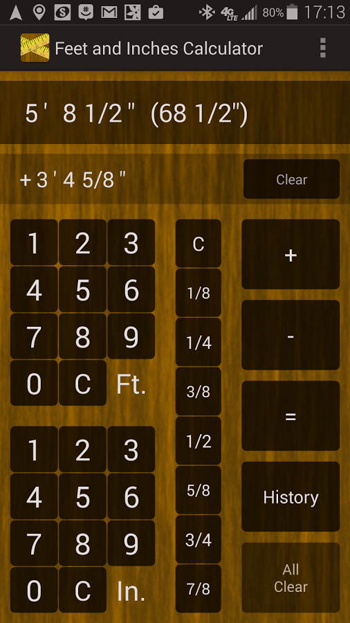 Feet & Inches Calculator截图1