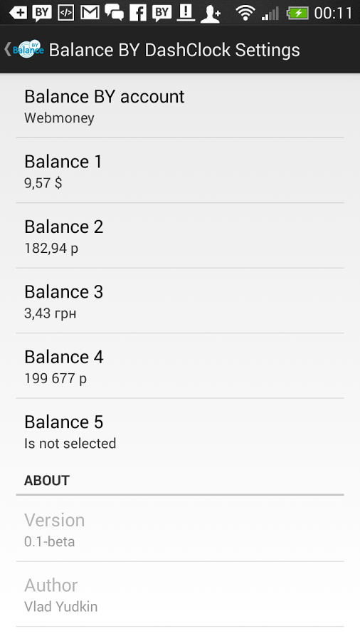 Balance BY DashClock Extension截图2