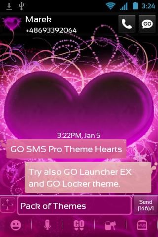 Theme Hearts for GO SMS Pro截图3