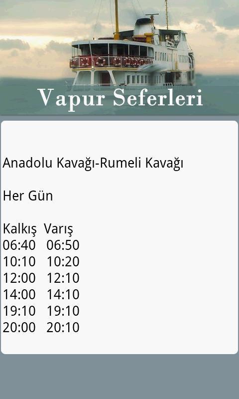 Vapur Seferleri Android截图4