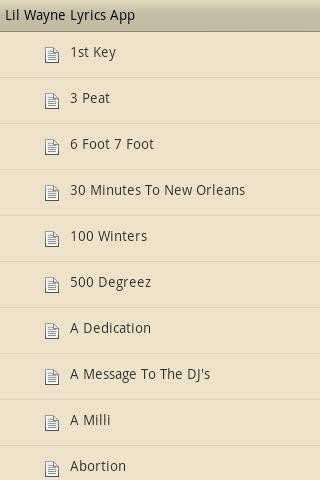 韦恩歌词 Lil Wayne Lyrics App截图2