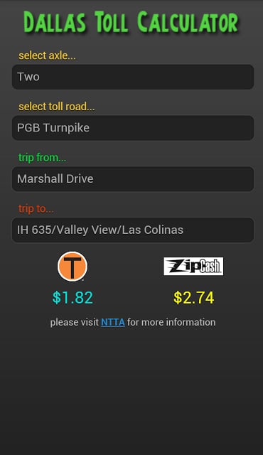 Dallas Toll Calc截图4