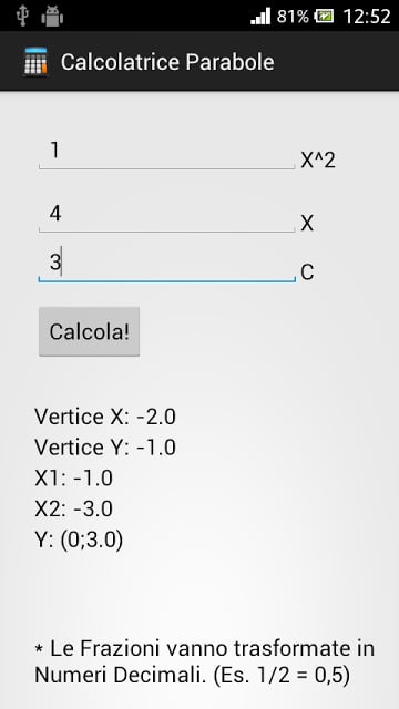 Calcolatrice Parabole截图1