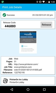 PrinterOn Android App - Phone截图