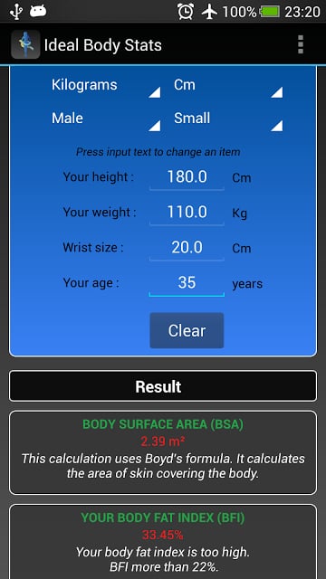 Ideal Weight Stats - BMI / BFI截图2