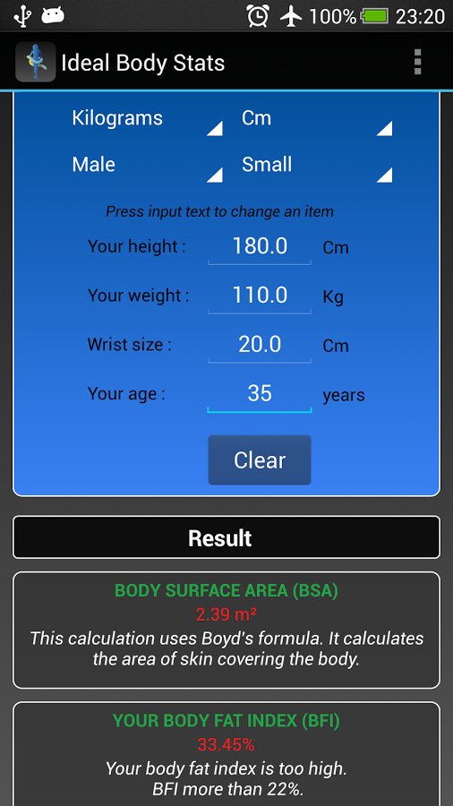 Ideal Weight Stats - BMI / BFI截图4