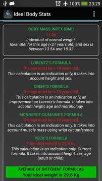 Ideal Weight Stats - BMI / BFI截图