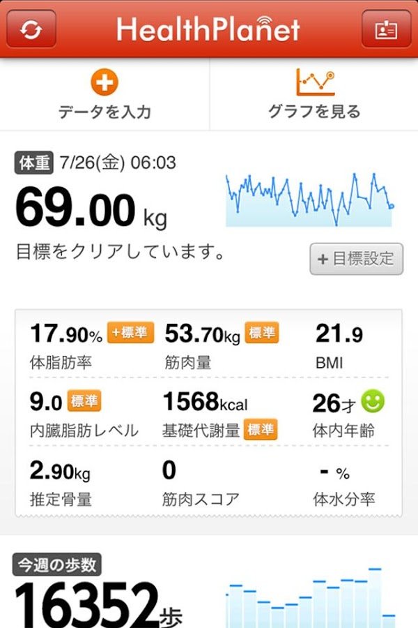 タニタの无料健康管理アプリ　ヘルスプラネット截图2