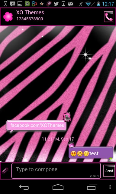 GO SMS PRO Pink Zebra theme截图1
