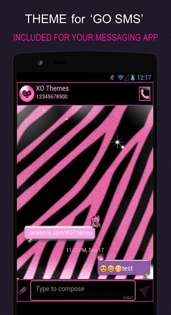 GO SMS PRO Pink Zebra theme截图6
