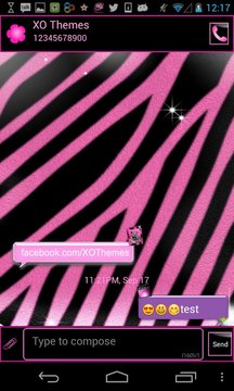 GO SMS PRO Pink Zebra theme截图