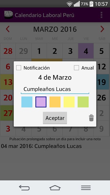 Calendario 2016 Per&uacute;截图5