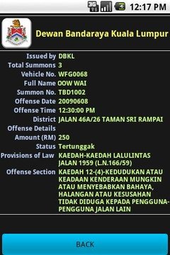 Malaysia Parking Summons截图