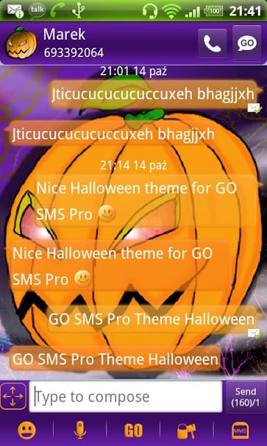 Theme Halloween for GO SMS Pro截图3