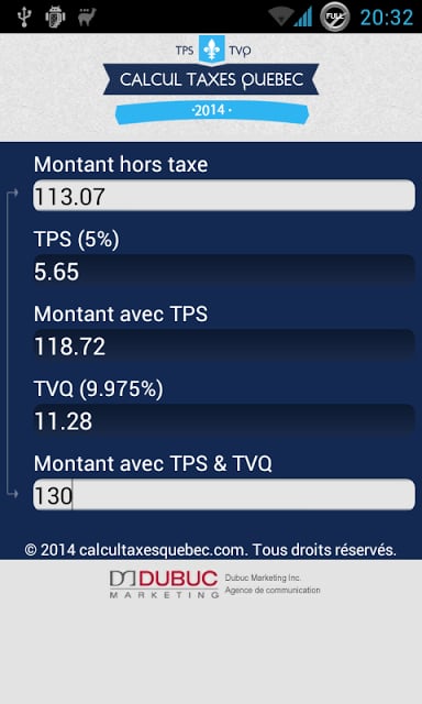 Calcul Taxes Quebec截图1