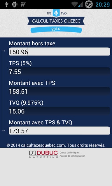 Calcul Taxes Quebec截图2