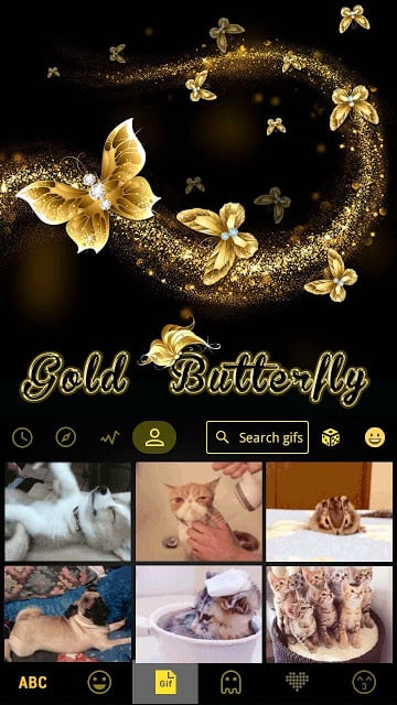 Gold Butterfly Kika Keyboard截图4