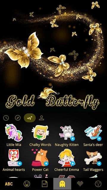 Gold Butterfly Kika Keyboard截图2