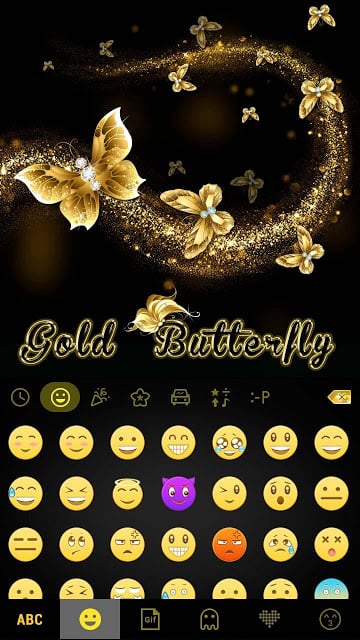 Gold Butterfly Kika Keyboard截图3