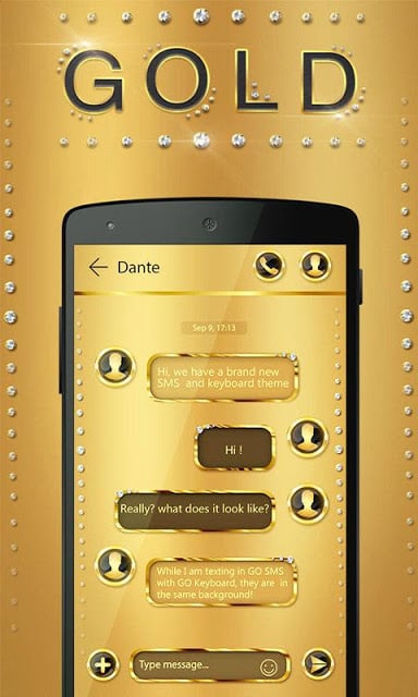 (FREE) GO SMS GOLD THEME截图1